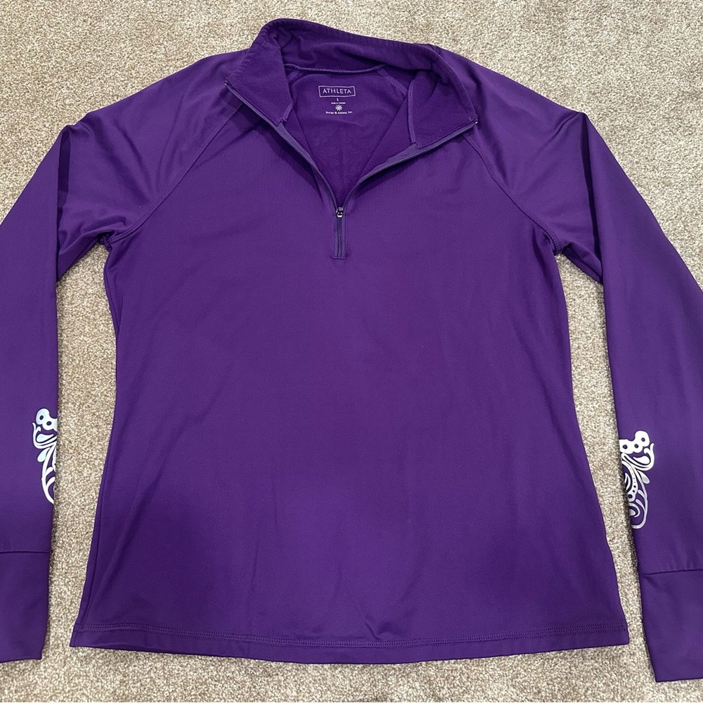 Athleta Quarter Zip Pullover Purple Fleece Top